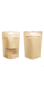Muka 50 PCS Heat Sealable Kraft Ziplcok Stand Up Pouch Bags Foil Lined, High Barrier Light Proof, BPA Free, FDA Compliant