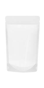 Muka 50 PCS White Kraft Stand Up Zip Pouch with Frosted Window, Heat Sealable, 6 mil, FDA Compliant