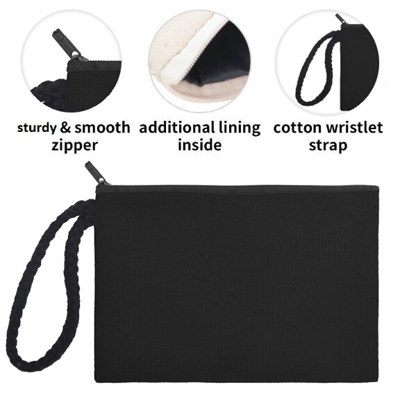 Muka Custom Canvas Zipper Pouch with Wristlet, 6 3/4" x 4 3/4"
