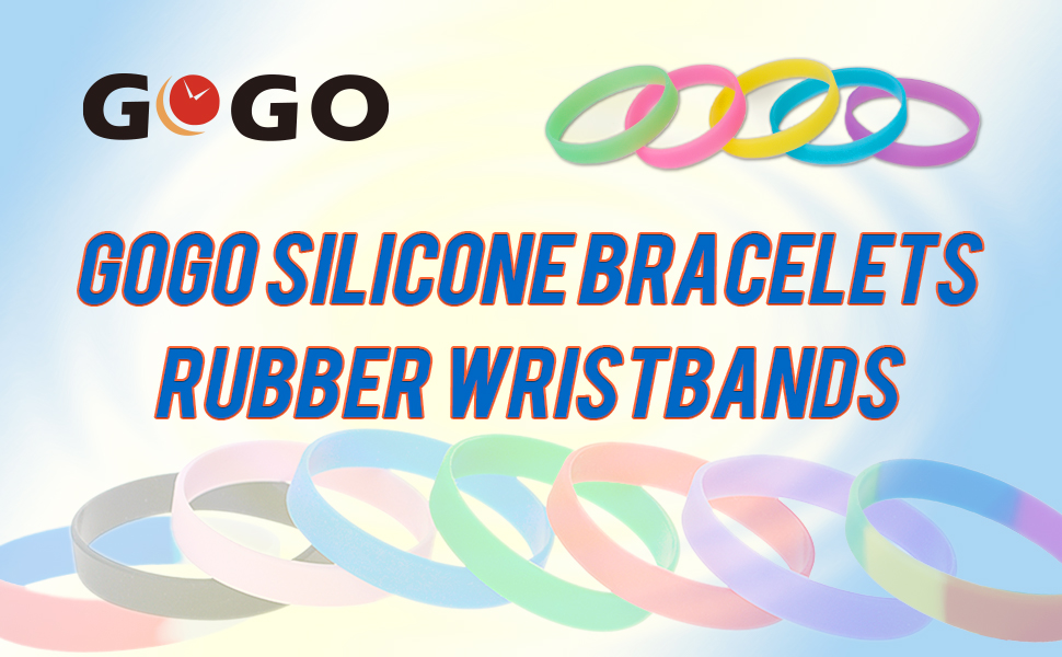 GOGO Custom Printed Silicone Bracelet, Classic 1/2 Inch Rubber Wristband with Logo