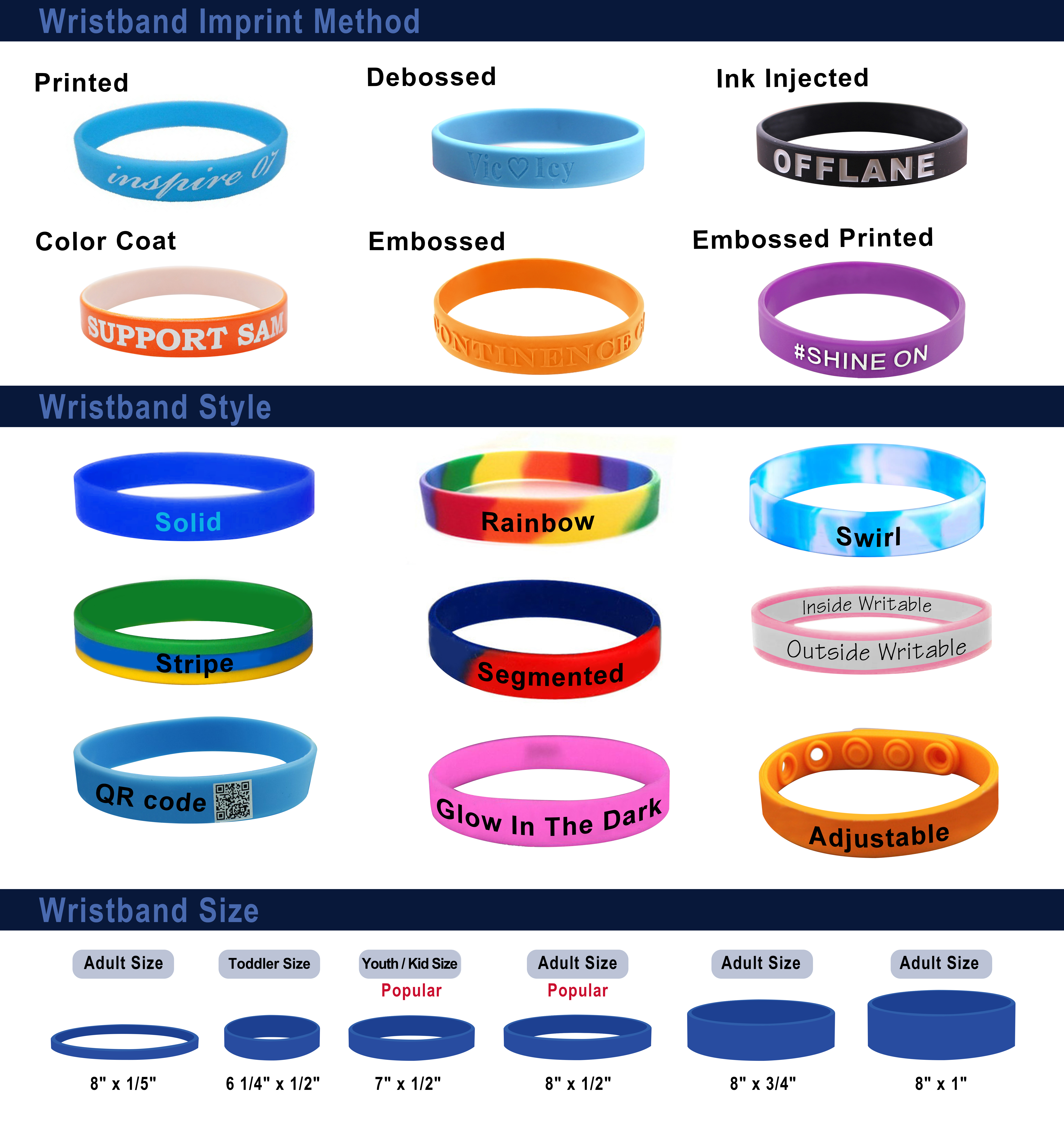GOGO Custom Printed Silicone Adjustable Wristband for Adults Kids