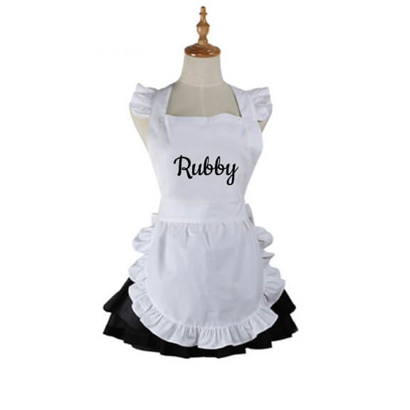 TOPTIE Embroidered Custom Maid Apron for Women, White Cotton Kitchen Aprons for Christmas