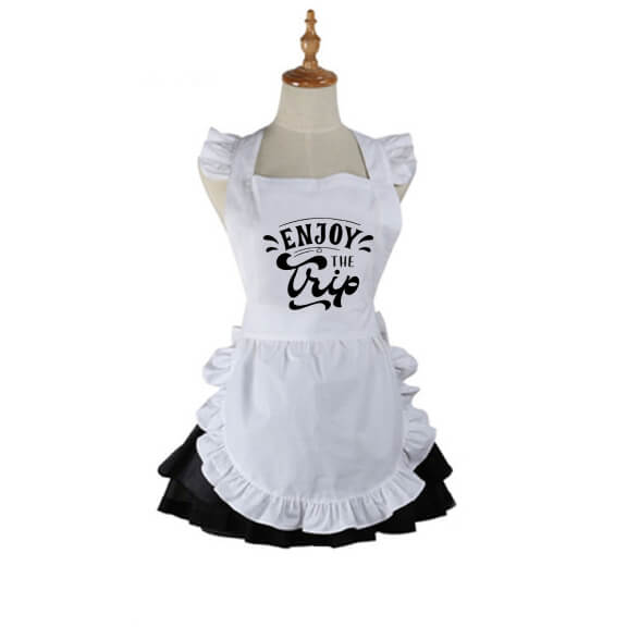 TOPTIE Customized Maid Cotton Apron for Women Kitchen Cooking Aprons for Cosplay Christmas
