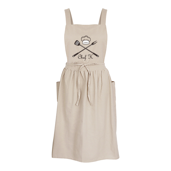 TOPTIE Custom Cotton Women Cross Back Chef Apron Dress with Pockets and Straps for Cooking Baking Gardening