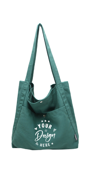 Custom Handbag with Pocket, Design Your Soft Canvas Tote Bag for Shopping, Work, Personalized Gift