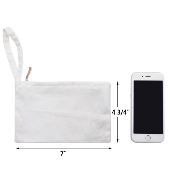 Muka Customize Cotton Wristlet Makeup Bag with Lining, 7 x 4-3/4 Inch