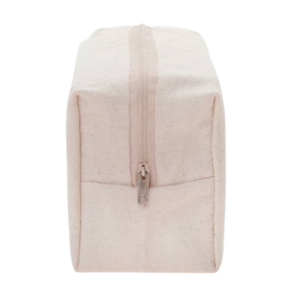 Custom Embroidered Logo Cotton Zipper Bag, Canvas Cosmetics Bag, 7 x 4 x 3 Inch