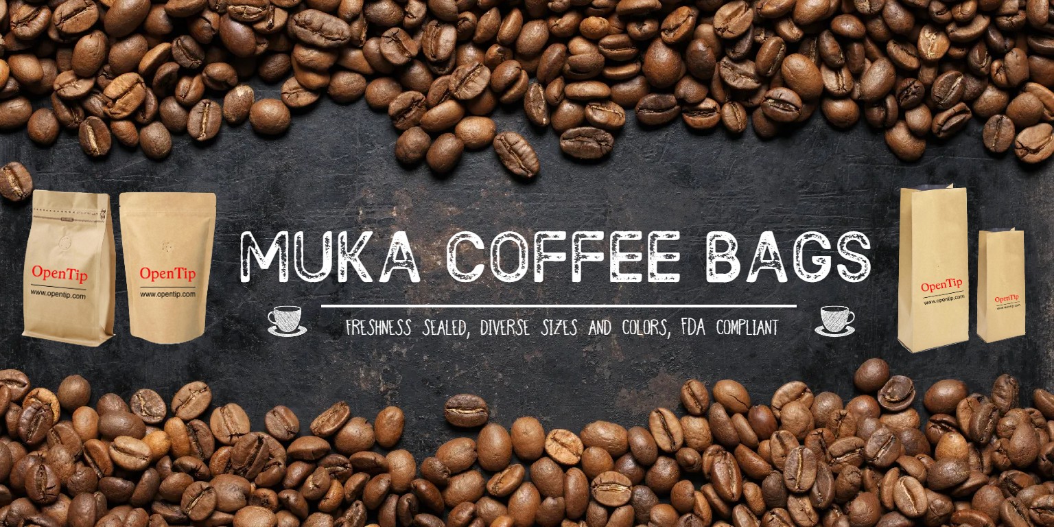 Muka 50 PCS Coffee Bags with Valve Heat Sealable Trapezoid Double Ziplock, Pull Tab Zipper, FDA Compliant