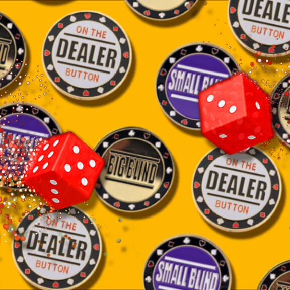 Muka Set of 3 Metal Chip Poker Buttons - Small Blind, Big Blind and Dealer