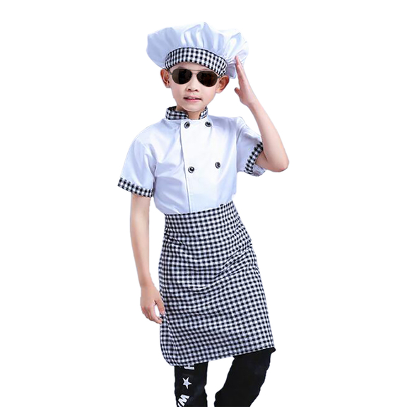 TopTie Child Chef Coat, Apron and Hat Set