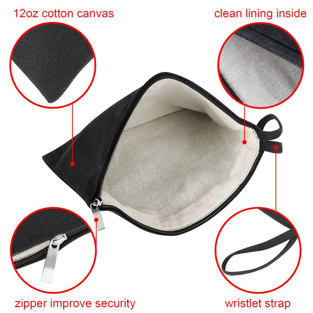 Custom Wristlet Canvas Zipper Bag with Lining, 10-3/4 x 8 Inch Cotton Bridesmaids Bag