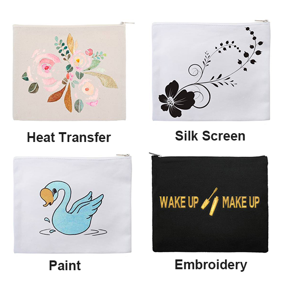 Muka Custom Multipurpose Canvas Zipper Bag, 9-1/2 x 8 Inch, Create Your Own Wedding Makeup Bag with Logo