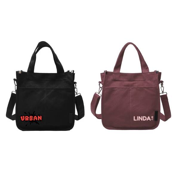 TOPTIE Custom Tote Handbag with Pockets and Zipper, Add Logo/ Name on Reinforced Canvas Shoulder Bag