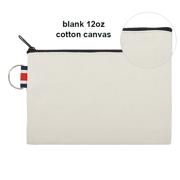 Aspire Blank Canvas Makeup Pouch with Metal Ring, Custom DIY Craft Cosmetic Bag with Zipper, 6 x 4 Inch
