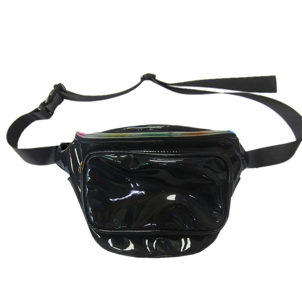 black holographic bum bag