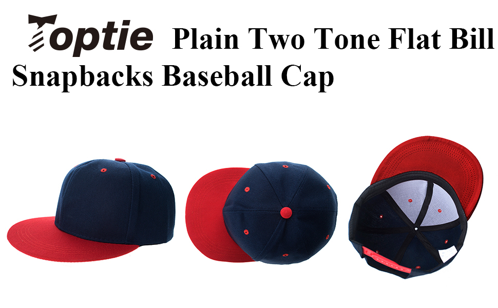 TOPTIE Plain Two-Tone Flat Bill Snapback Hat - Adjustable Hiphop Trucker Cap Mens Trucker Hat