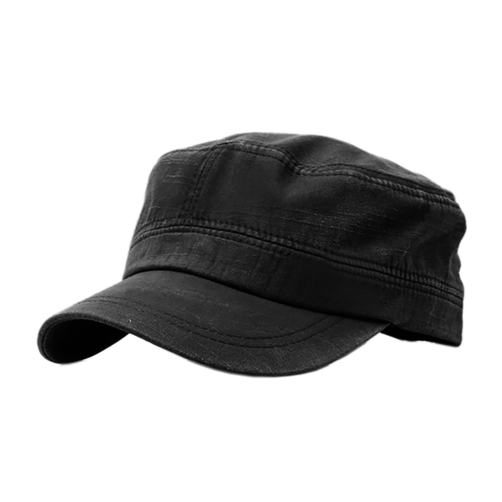 Unisex Flat Top Cap Army Cadet Cotton Adjustable Hat, Black YeeHeen Unisex Cadet Army Cap Adjustable Flat Top Cap Washed  main image 3