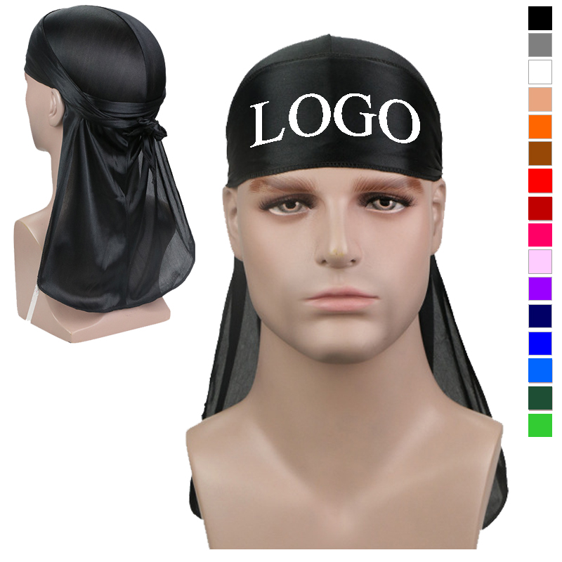 TOPTIE Personalized Custom Printing Silky Durag Headwraps with Extra Long  Tail and Wide Straps for 360 Waves Do Rag Headwrap for Men Women