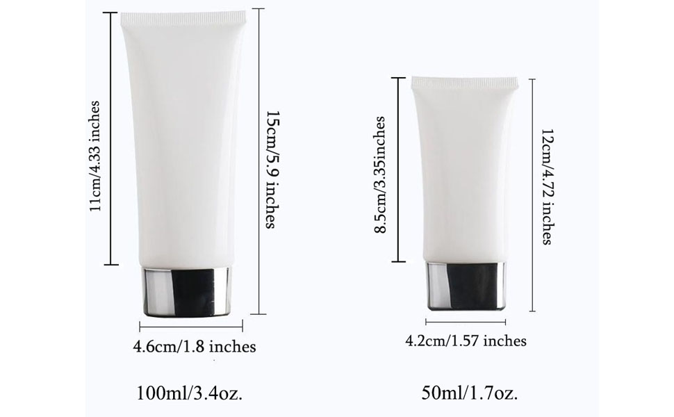 Muka 3.4 OZ /100ml Empty Cosmetic Tubes Travel Bottle for Sun Cream,Facial Soap