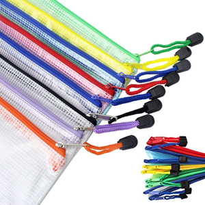 Custom Poly Weave Medium Zip Bag Mesh Zipper Pouches Transparent Document Folders for Office Student Supplies A4/A6 Size