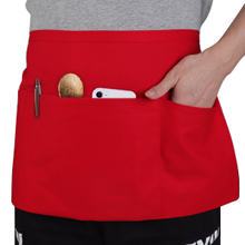 Embroidered Waitress Waist Apron with 3 Pockets, Personalized Add Your Text Restaurant Half Aprons, 24"W x 12"H