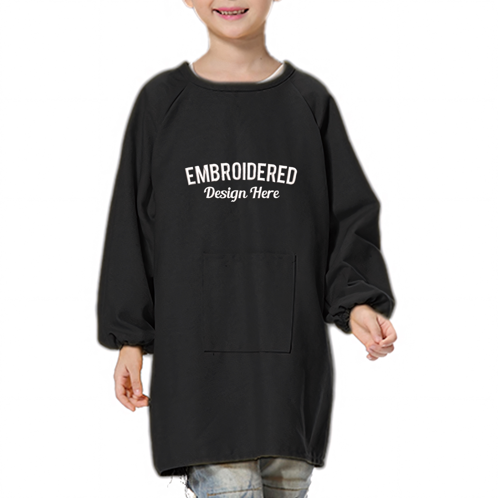 Toptie Cotton Kids Smock Apron For Hair Grooming Painting Cooking With Front Pocket Long Sleeve For Age 1 9 Years Green L