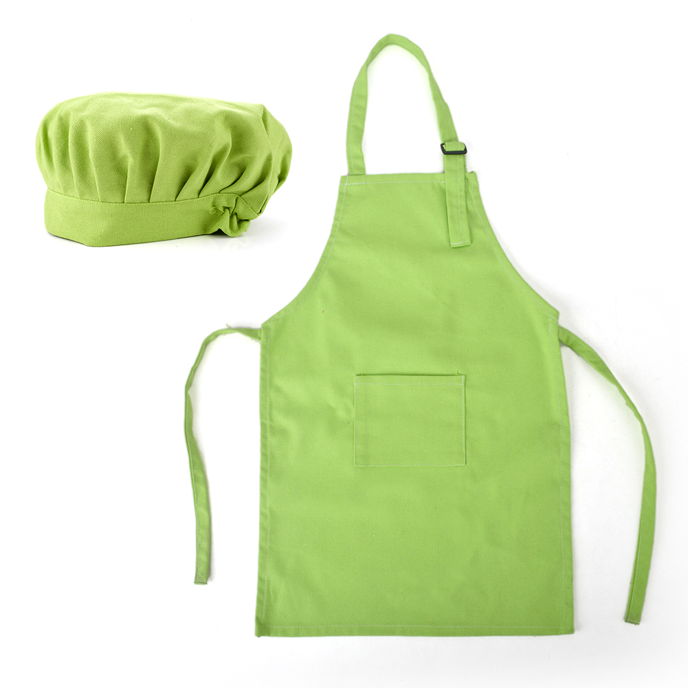 Opromo Cotton Canvas Painting Apron, Cooking Aprons and Chef Hat Set for Kids & Adult