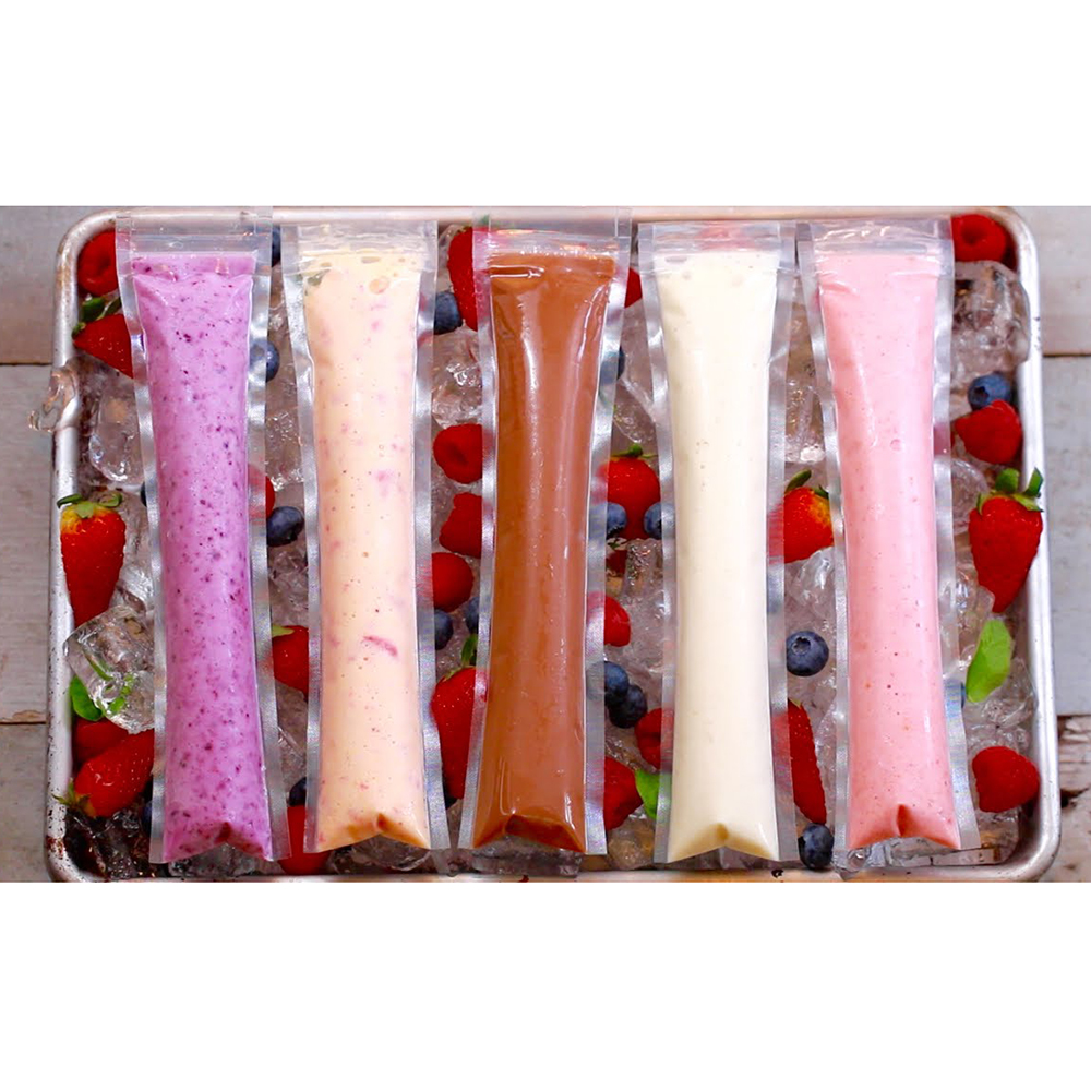 18 DIY Ice Pop Tube Molds Plastic Frozen Popsicle Maker Pouch Zipper F