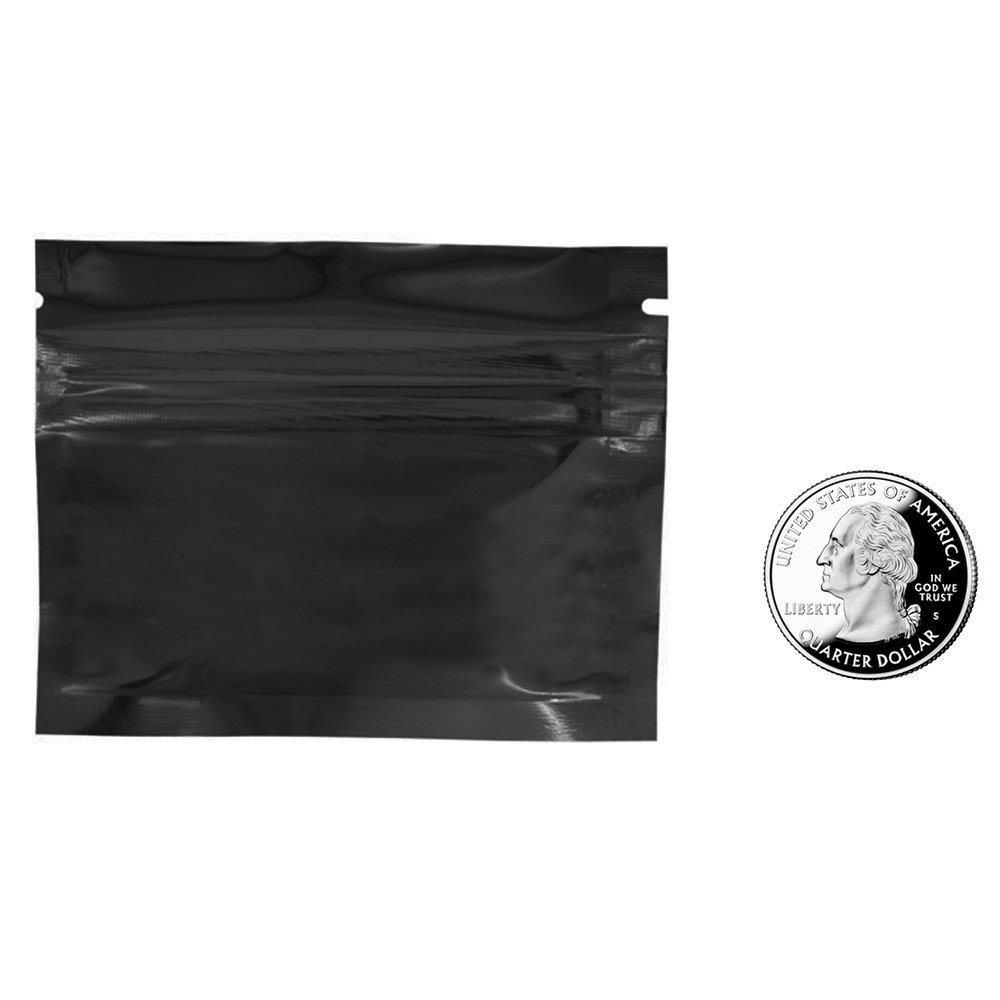 Black White back Flat Pouch with Ziplock for sample One side Clear front