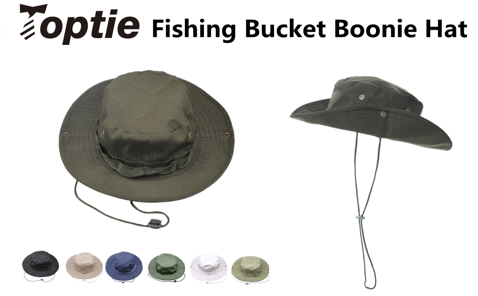 TOPTIE Fishing Bucket Boonie Hat Summer Sun Cap Outdoor Hat with Side Chin Cord