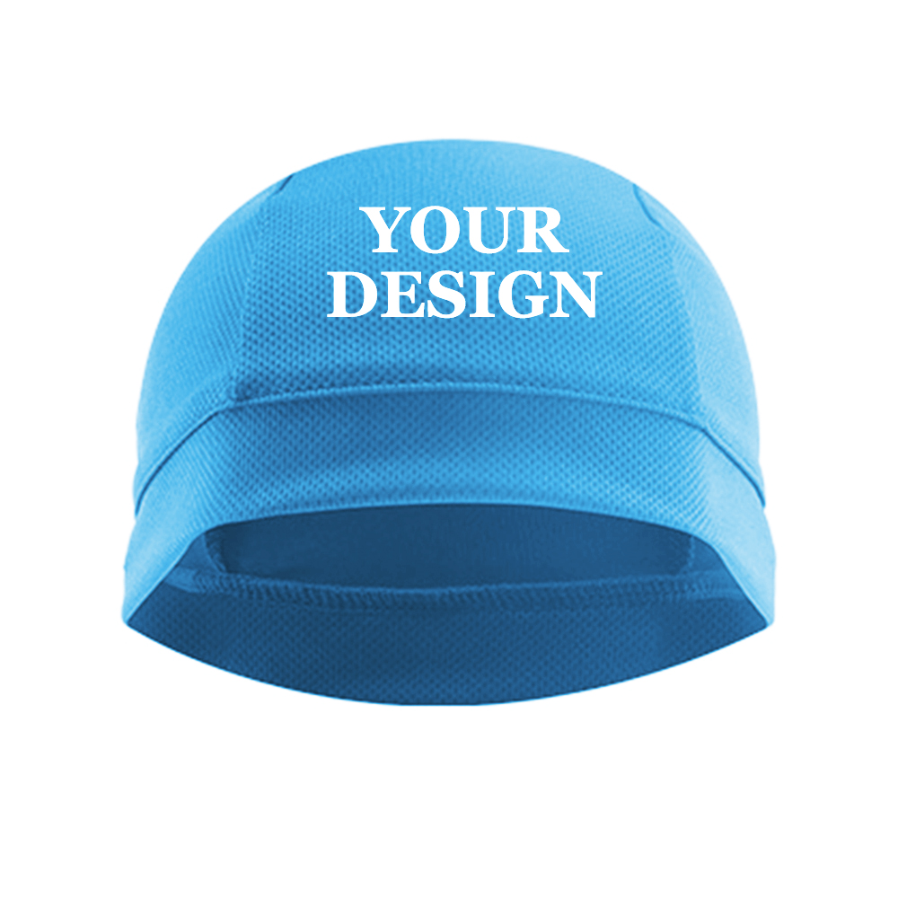 Toptie Custom Printing Sweat Wicking Helmet Liner Cooling Skull Caps for Men,Stretch Mesh Sweat Beanie - Light Blue, One size