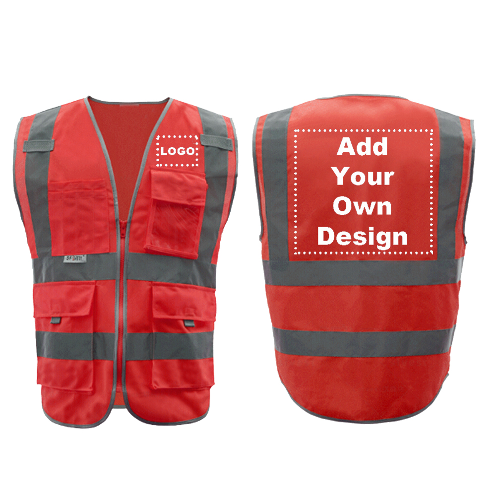 9 Pockets Safety Vest - Red