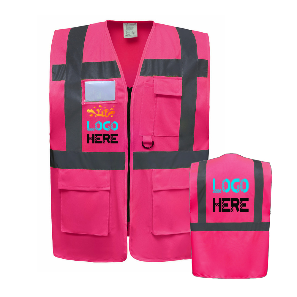 TOPTIE Custom Your Logo 5 Pockets High Visibility Safety Vest with ...