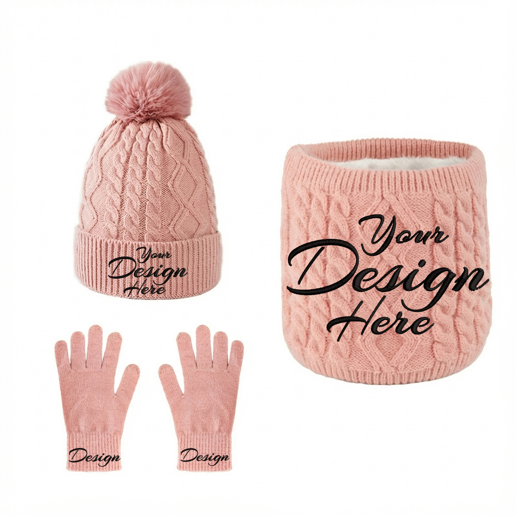Winter Knit Hat Scarf Touch Screen Gloves Set Skull Cap Neck Scarf for Women HINDAWI Winter Hat Scarf Gloves Set for Women - Black | Knit  main image 2