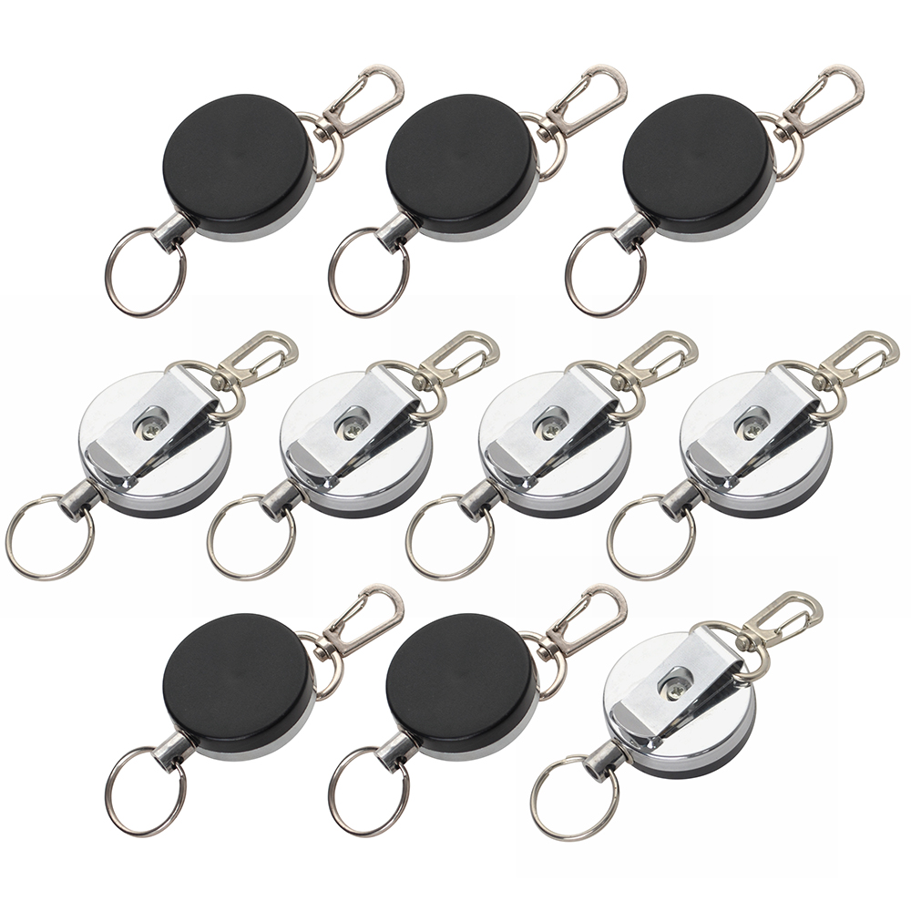 Fushing 100Pcs Retractable Badge Holder Carabiner Reel Clip On ID Card Holders