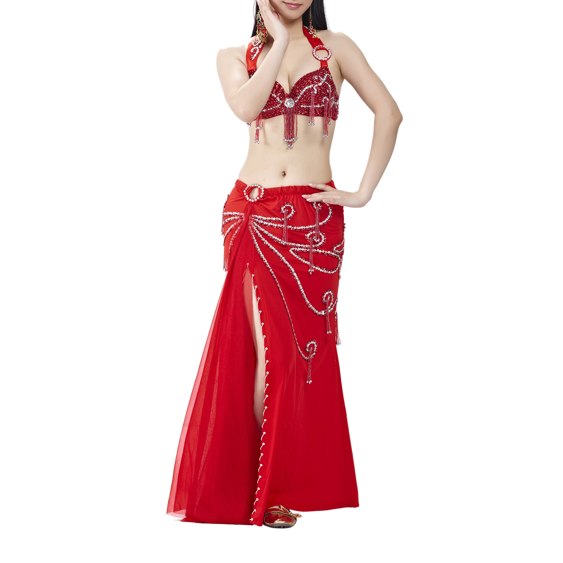 BellyLady Tribal Belly Dance Bra Top, Gypsy Halter Sequined