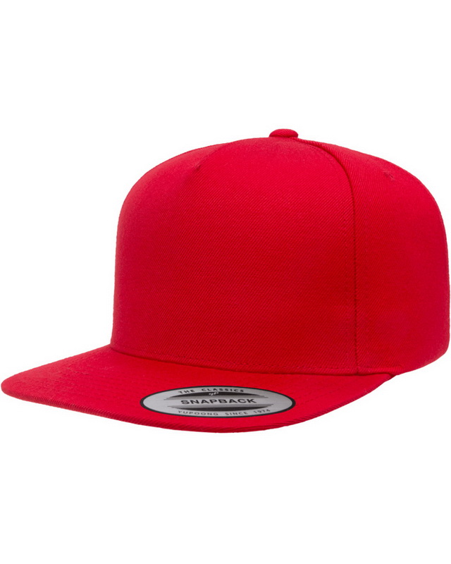 Yupoong YP5089 Adult 5-Panel Structured Flat Visor Classic Snapback Cap ...