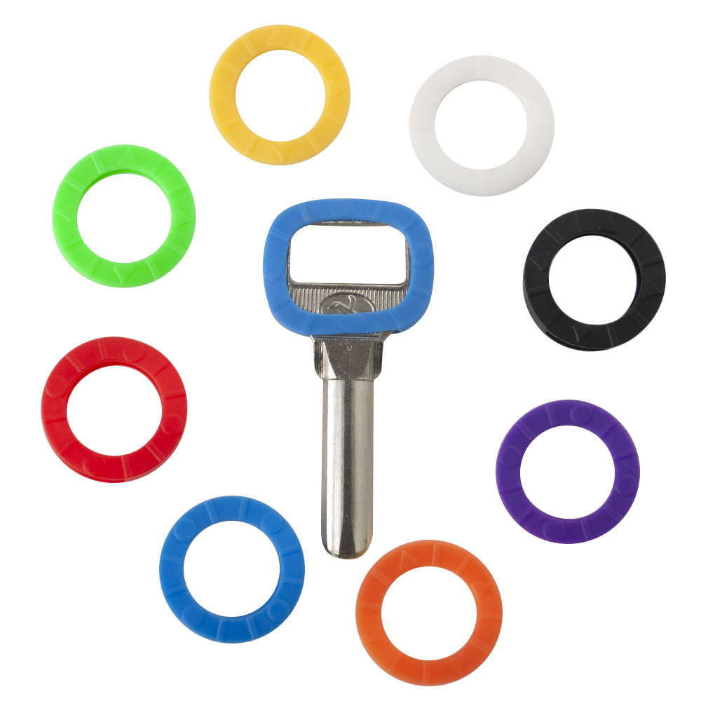 EIGHT ASSORTED COLOURED KEY COVERS 