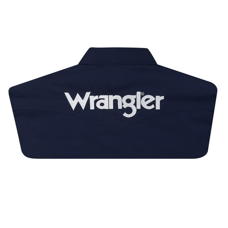 酷牌库|商品详情-Wrangler进口代理批发 Wrangler 10MP2327N 徽标长袖衬衫 - 海军蓝