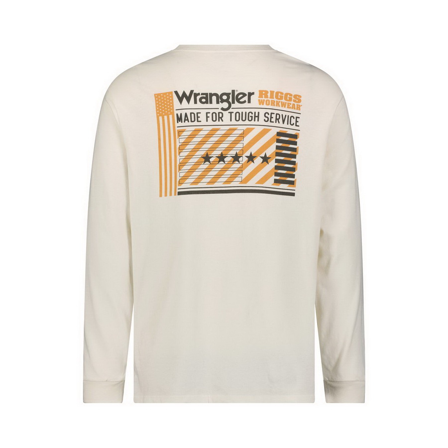 酷牌库|商品详情-Wrangler进口代理批发 Wrangler RIGGS WORKWEAR 长袖图案 T 恤 - 棉花糖色