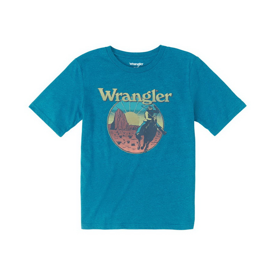 Wrangler进口代理批发 Wrangler 男孩短袖 T 恤 - 青色胡椒希瑟