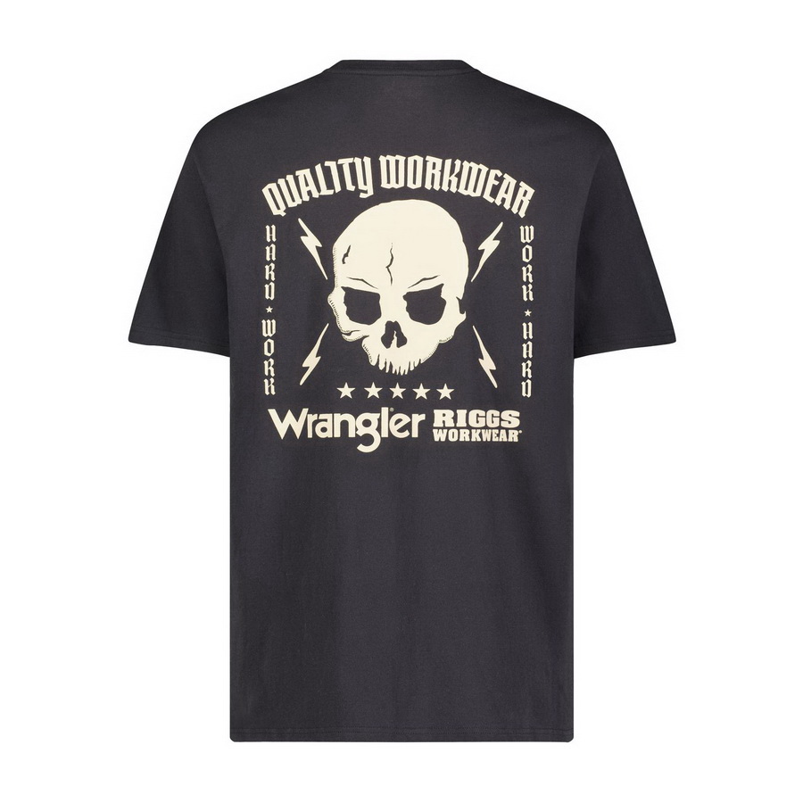 酷牌库|商品详情-Wrangler进口代理批发 Wrangler RIGGS WORKWEAR 短袖图案 T 恤 - 水洗黑色