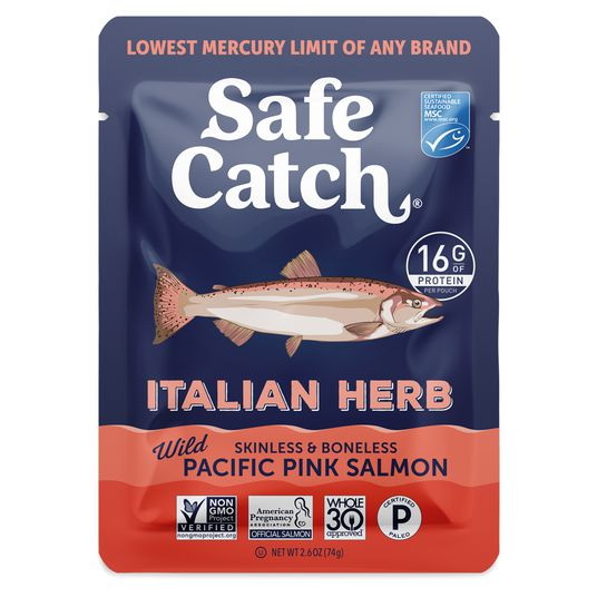 Safe Catch进口代理批发 Safe Catch 野生粉红鲑鱼，意大利香草，袋装