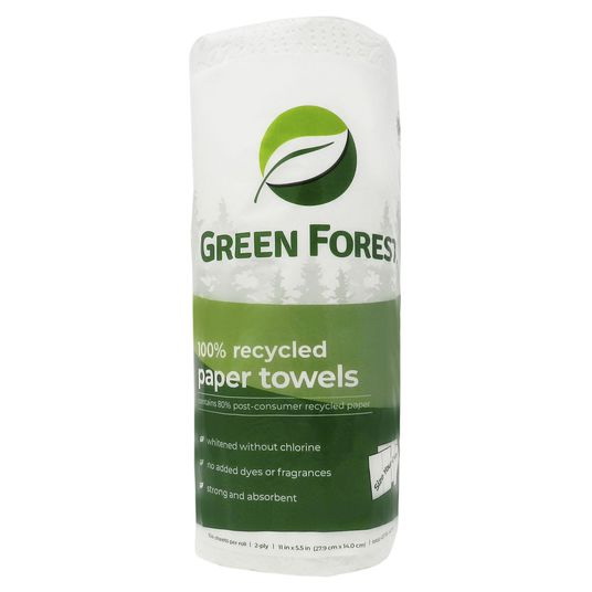 Green Forest进口代理批发 Green Forest 纸巾，2 层，白色，（1 卷/包），回收