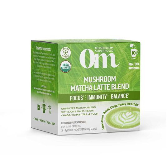 OM Mushroom Superfood进口代理批发 OM 蘑菇超级食品蘑菇抹茶拿铁混合饮料，有机