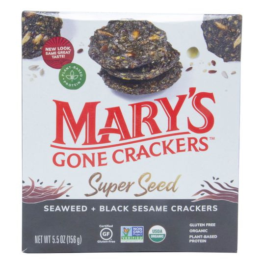 Mary's Gone Crackers进口代理批发 Mary's Gone 饼干饼干，超级种子，海藻和黑芝麻，有机