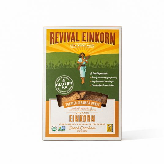 Revival Einkorn进口代理批发 Revival 单粒小麦零食饼干，烤芝麻和蜂蜜，有机