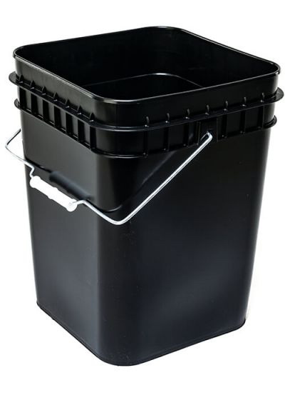 BASCO 4 Gallon Square Plastic Bucket Open Head 75 Mil Black