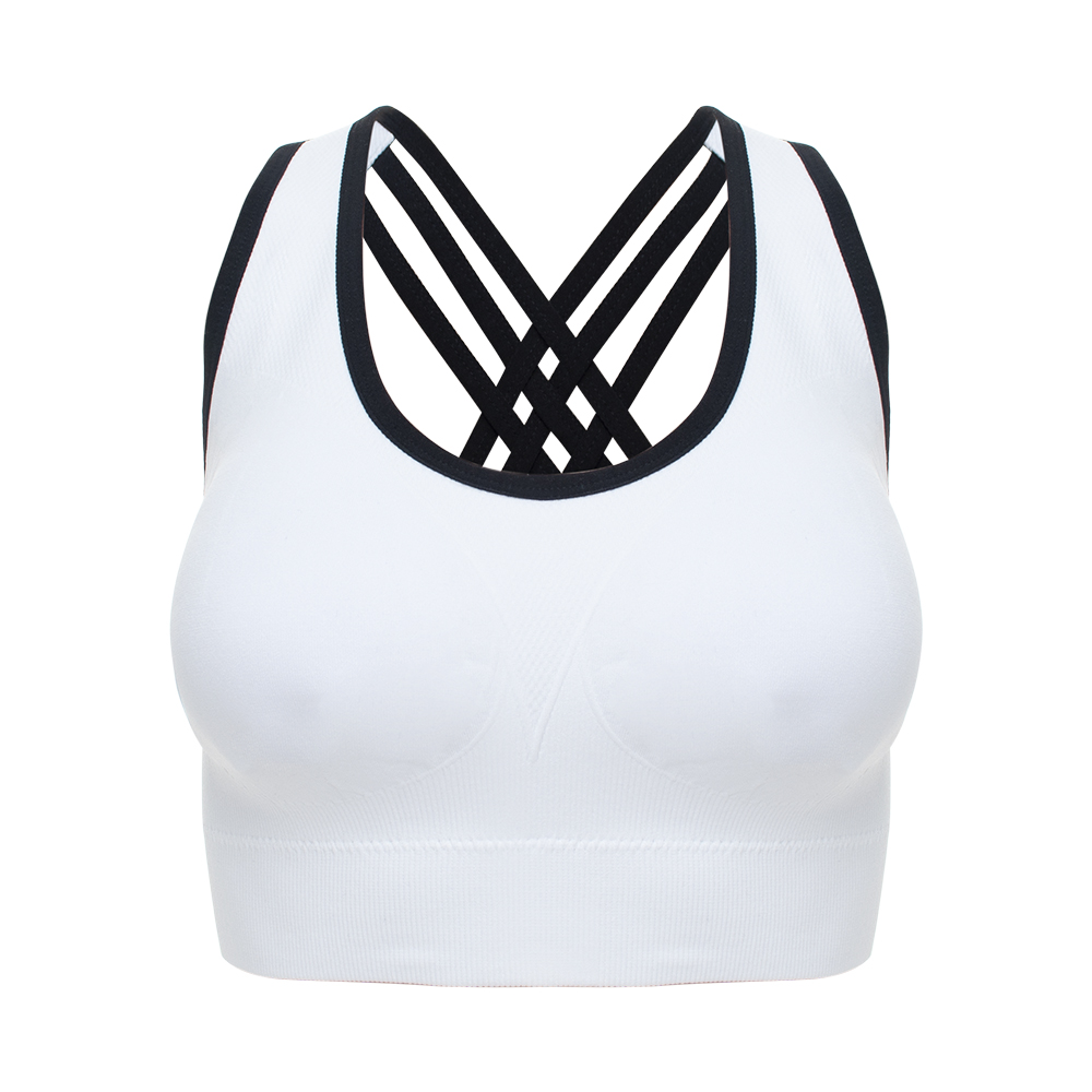 TOPTIE Strappy Sports Bras with Cross Back Medium Support Workout Bra with  Removable Pads