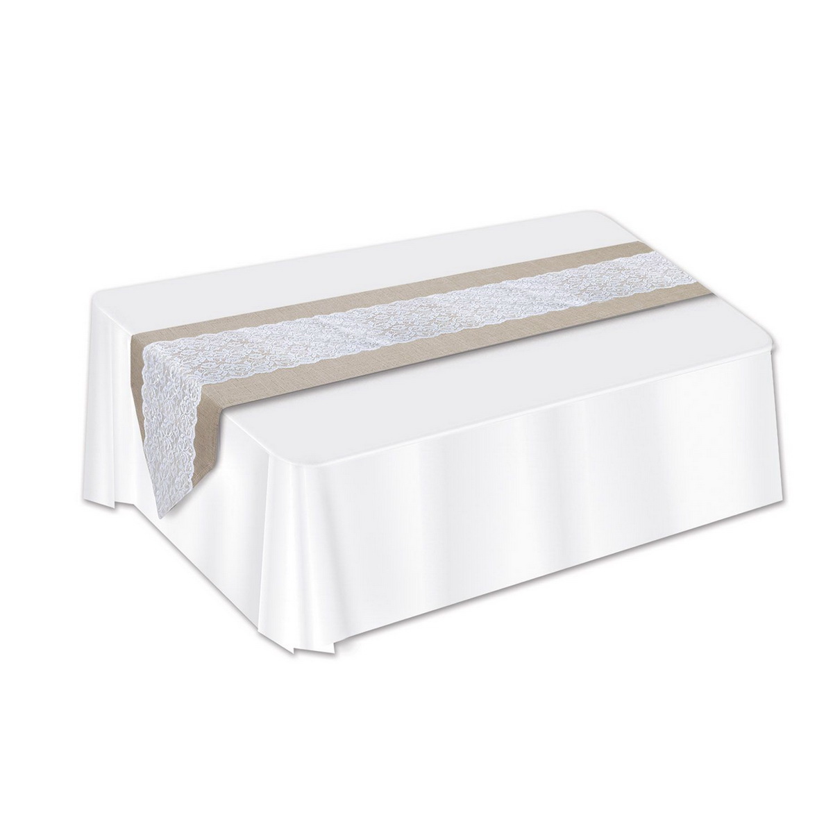 Beistle Lace & Burlap Table Runner